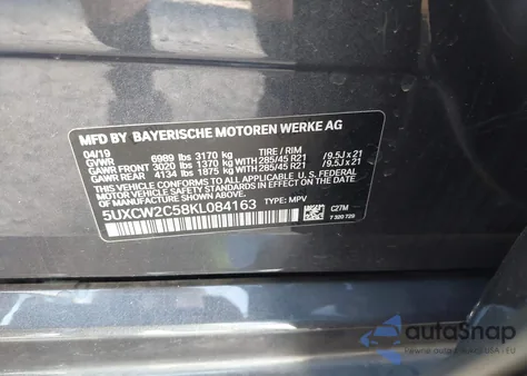 2019 BMW X7 xDrive40I from USA, damaged, VIN 5UXCW2C58KL084163